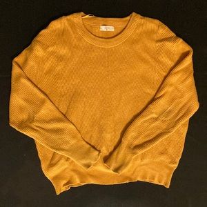 Elodie Crewneck Fitted Rib Knit Gold Sweater